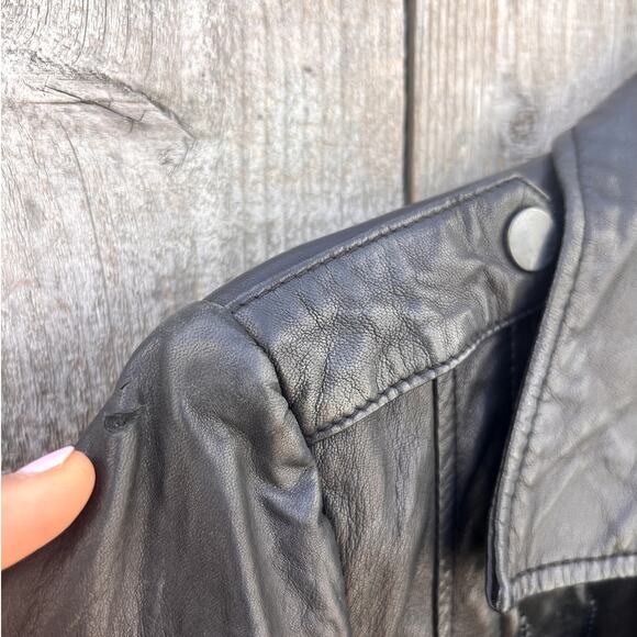 Joie | Caldine Black Leather Motorcycle Double Zip Jacket Size Small - Picture 5 of 8